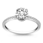 14k White Gold Diamond Collar Engagement Ring Mounting