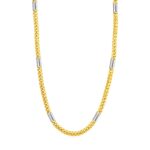 14k Two Tone Gold Mens Twisted Oval and Bar Link Necklace