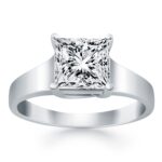 14k White Gold Princess Trellis Solitaire Engagement Ring Mounting
