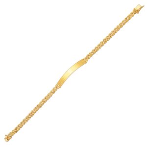 14k Yellow Gold ID Bracelet with Double Rope Chain (3.00 mm)