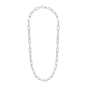 Sterling Silver Wide Paperclip Chain Necklace