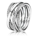 (54) Pandora Silver Sparkling & Polished Lines Ring