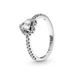 (58) Pandora Silver Elevated Heart Ring 198421C01 NEW
