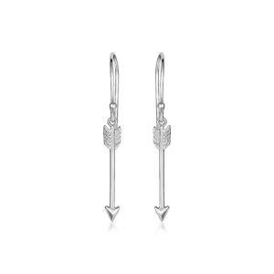 Sterling Silver Polished and Textured Arrow Earrings