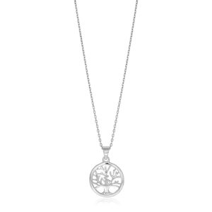 Sterling Silver inch Round Tree of Life Necklace