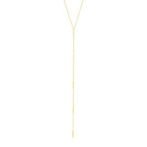 14k Yellow Gold Lariat Necklace with Small Polished Bars
