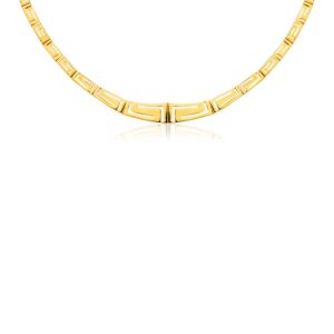 14K Yellow Gold Necklace with Graduated Greek Meander Motif Links