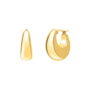 14k Yellow Gold Large Tapered Hoop Earrings(20x20mm)