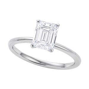 1 1/2 Carat Emerald Lab Grown IGI G/VS1 Diamond Solitaire Ring in 14K White Gold