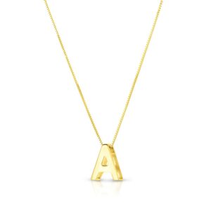 14K Yellow Gold Yours Truly Block Letter Initial A Necklace