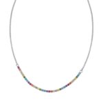 Sterling Silver Rhodium Plated Rainbow CZ Necklace