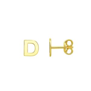 14K Yellow Gold Yours Truly Initial D Stud Earring