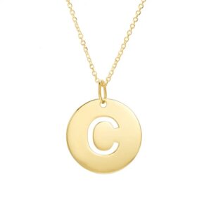 14K Yellow Gold Disc Initial C Pendant