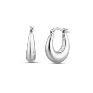 Sterling Silver Puffed Graduated Hoop Earrings
