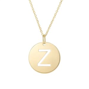 14K Yellow Gold Disc Initial Z Pendant