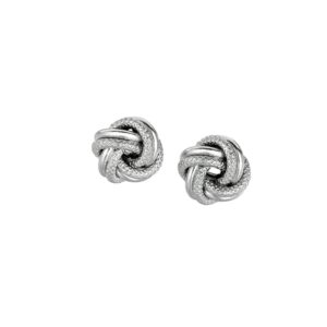 Sterling Silver Mini Textured and Polished Love Knot Earrings