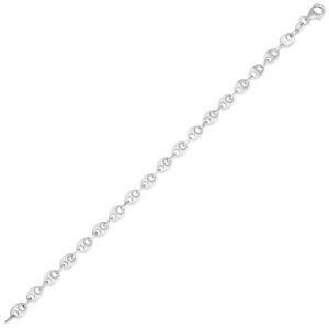 Sterling Silver Rhodium Plated Puffed Mariner Bracelet (3.70 mm)