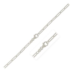 Sterling Silver Rhodium Plated Paperclip Anklet (2.50 mm)