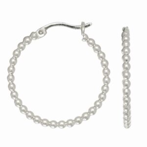 Sterling Silver Small Bead Hoop Earrings