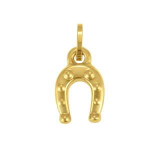 14K Yellow Gold Polished Puffy Ribbed Heart Charm Pendant