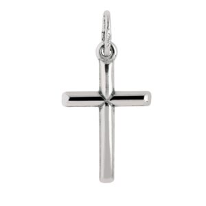 Sterling Silver Rhodium Plated Small Tube Cross Pendant