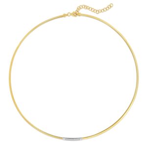 14K Yellow Gold Omega Diamond Bar Necklace