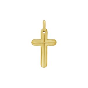 14K Yellow Gold Etched Cross Pendant