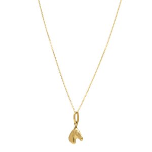 Horse Profile Small Necklace in 14K Yellow Gold