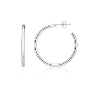 Sterling Silver Round Tube C Hoop Earrings