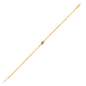 14K Yellow Gold Peridot Mirrored Chain Bracelet (2.20 mm)