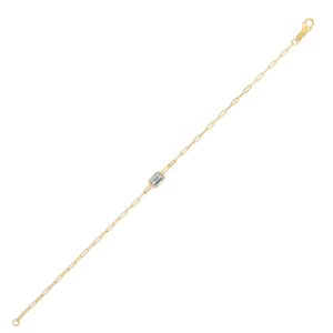 14K Yellow Gold White Topaz Paperclip Bracelet (1.50 mm)