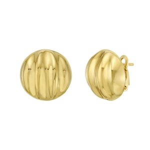Sterling Silver Yellow Gold Plated Sculpted Domed Disc Stud Earrings