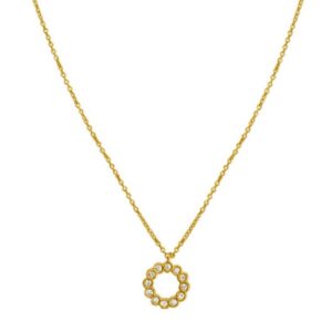 Classic 14K Yellow Gold Petite Diamond Circle Necklace