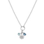 Sterling Silver Rhodium Plated Sunflower Cubic Zirconia Charm Necklace