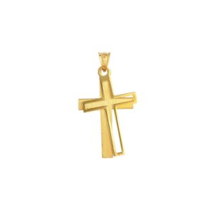 14K Yellow Gold Double Layer Cross Pendant