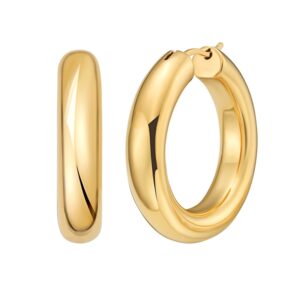 Sterling Silver Yellow Gold Plated Round Hoop Earrings