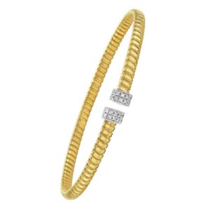 14K Yellow Gold Endcaps Tubogas Cuff Bangle (3.90 mm)
