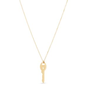 14K Yellow Gold Triple Heart Key Necklace