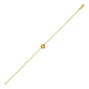 14K Yellow Gold Citrine Heart Bracelet (1.50 mm)