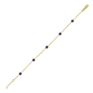 14K Yellow Gold Amethyst Station Bracelet