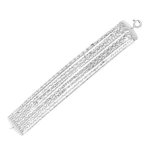 Sterling Silver Rhodium Plated Multi Strand Chain Bracelet