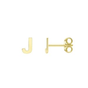 14K Yellow Gold Yours Truly Initial J Stud Earrings