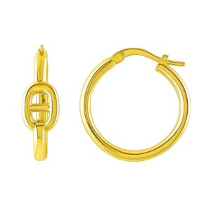 Puff Mariner Hoop Earrings in 14K Yellow Gold (21mmx20mm)