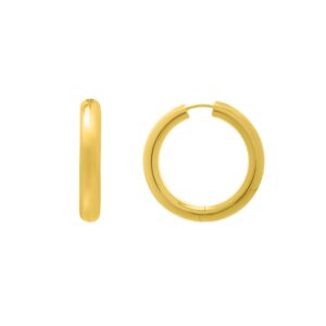 Sterling Silver Yellow Gold Plated Round Hoop Earrings