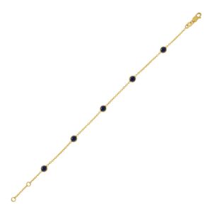 14K Yellow Gold Blue Sapphire Station Bracelet