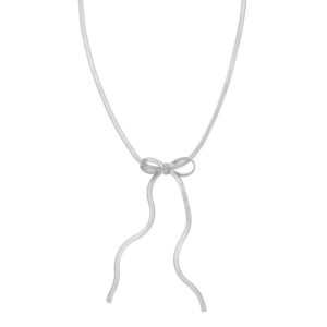 Sterling Silver Rhodium Plated Snake Bow Necklace