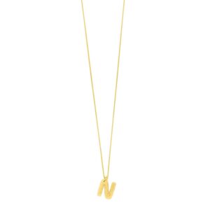 14K Yellow Gold Helium Initial N Pendant