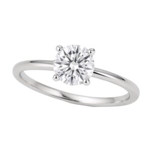 3/4 Carat Round Lab Grown IGI G/VS1 Diamond Solitaire Ring in 14K White Gold