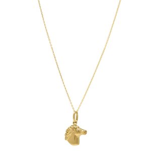 Horse Profile Medium Necklace in 14K Yellow Gold