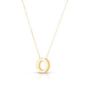 14K Yellow Gold Yours Truly Block Letter Initial O Necklace